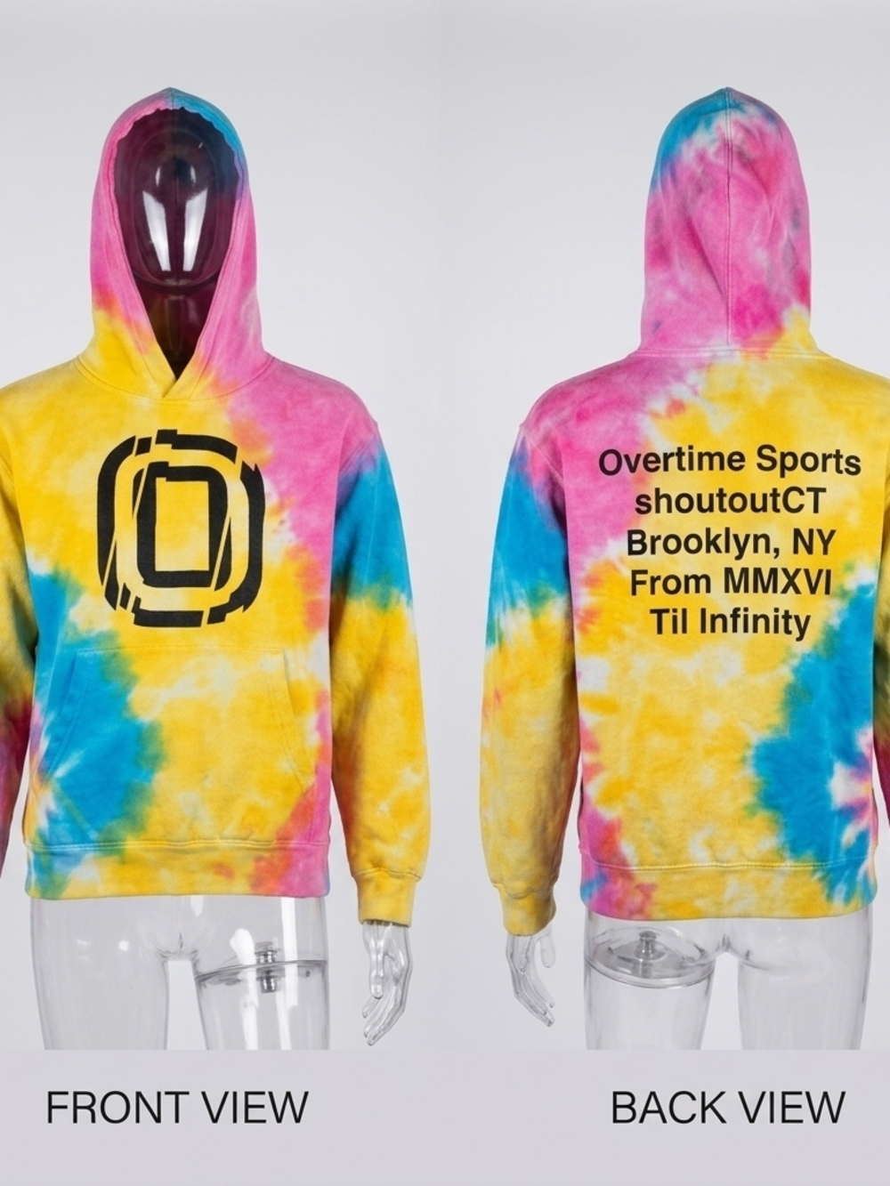 Overtime Sports Tie Dye Hoodie Small Pink Yellow Blue Brooklyn NY MMXVI Streetwe